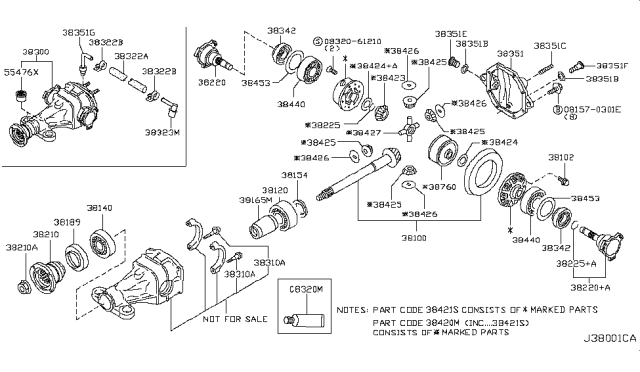 2012 Nissan 370Z Gear Set-Final Drive Diagram for 38100-0B36A
