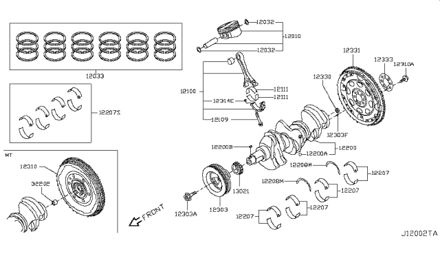 2015 Nissan 370Z Piston,Crankshaft & Flywheel Diagram 1