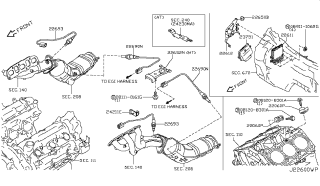 2011 Nissan 370Z Engine Control Module Diagram for 23710-1EJ8C