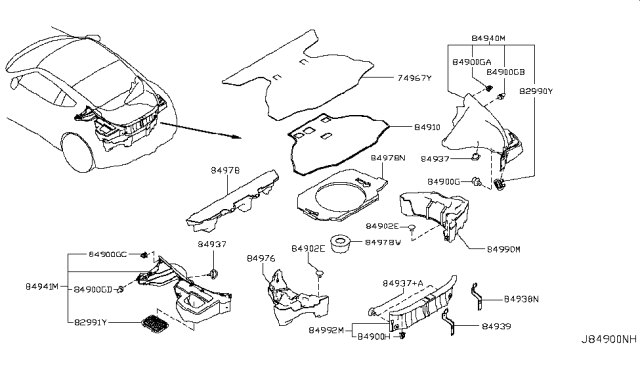 2014 Nissan 370Z Spacer Diagram for 84979-1EA0A