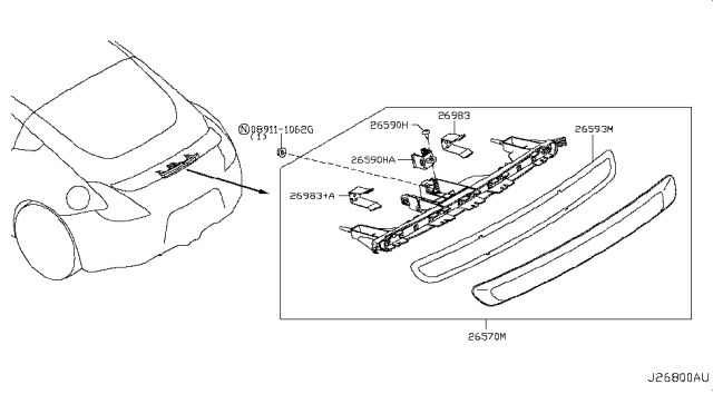2013 Nissan 370Z Gasket-Stop Lamp High Mounting Diagram for 26983-1EA1A