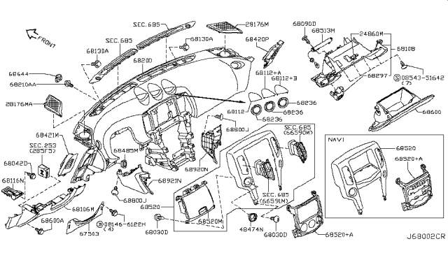 2019 Nissan 370Z Instrument Panel,Pad & Cluster Lid Diagram 3