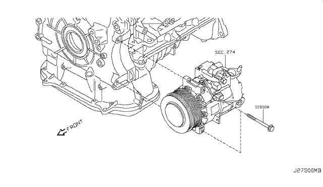 2010 Nissan 370Z Compressor Mounting & Fitting Diagram 1