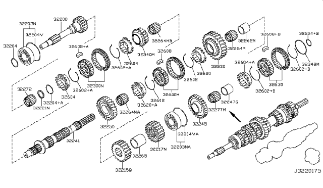 2015 Nissan 370Z Gear Assembly-6TH,Main Diagram for 32340-CD40C