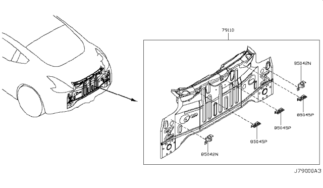 2010 Nissan 370Z Rear,Back Panel & Fitting Diagram 1