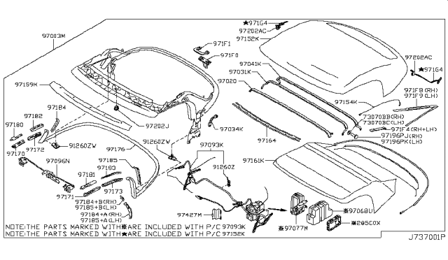 2012 Nissan 370Z Open Roof Parts Diagram 4