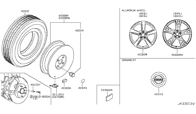 2009 Nissan 370Z Road Wheel & Tire Diagram 2