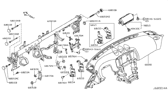 2010 Nissan 370Z Stay Assy-Instrument,Driver Diagram for 68170-JK600