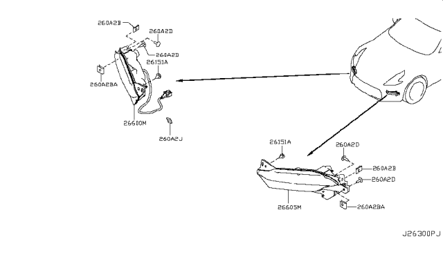 2015 Nissan 370Z Lamp Assy-Daytime Running,RH Diagram for 26600-6GA0A