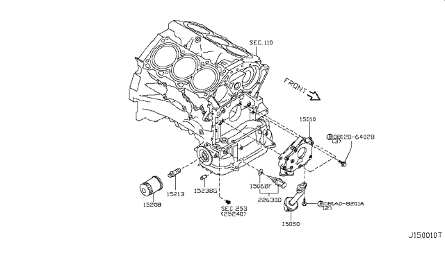 2013 Nissan 370Z Pump Assembly-Oil Diagram for 15010-JK20D