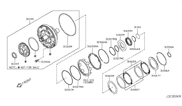 2013 Nissan 370Z Retainer Assy-Spring,Brake Diagram for 31655-1XJ0B
