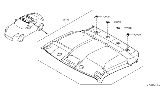 2015 Nissan 370Z Roof Trimming Diagram 1