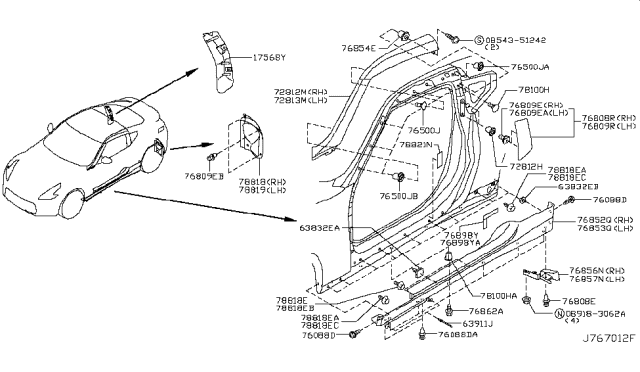 2013 Nissan 370Z Body Side Fitting Diagram 8