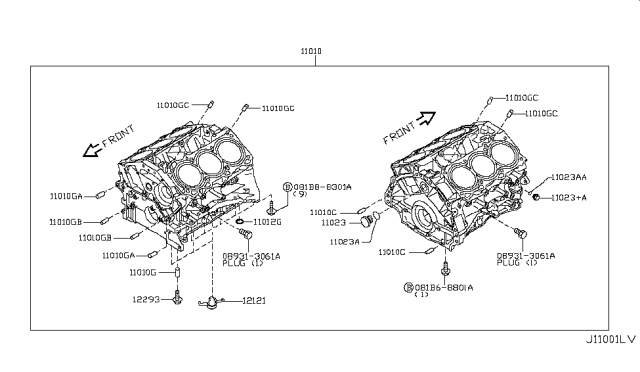 2012 Nissan 370Z Cylinder Block & Oil Pan Diagram 2