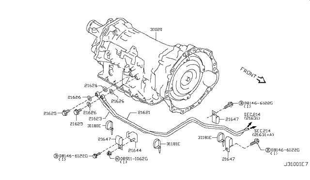 2012 Nissan 370Z Automatic Transmission Assembly Diagram for 310C0-X381B