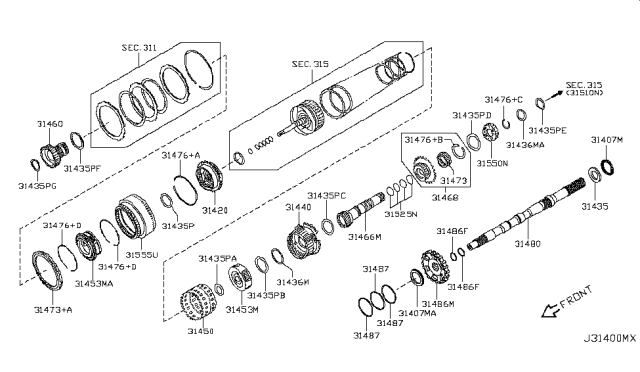 2015 Nissan 370Z Carrier Assy-Rear Planet Diagram for 31440-3SX0A
