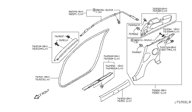 2010 Nissan 370Z Body Side Trimming Diagram 4