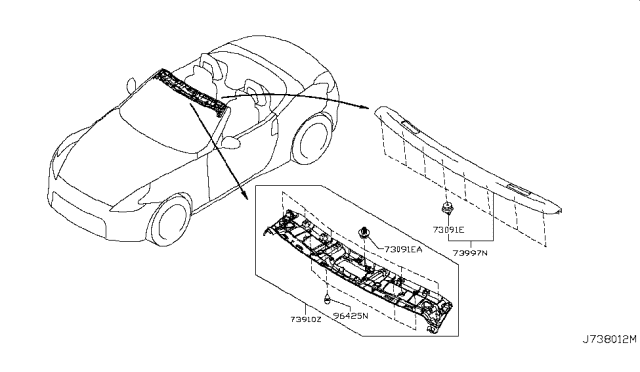 2014 Nissan 370Z Headlining Assy Diagram for 73910-1ET0A