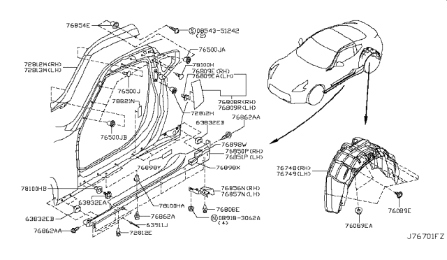 2014 Nissan 370Z Body Side Fitting Diagram 1