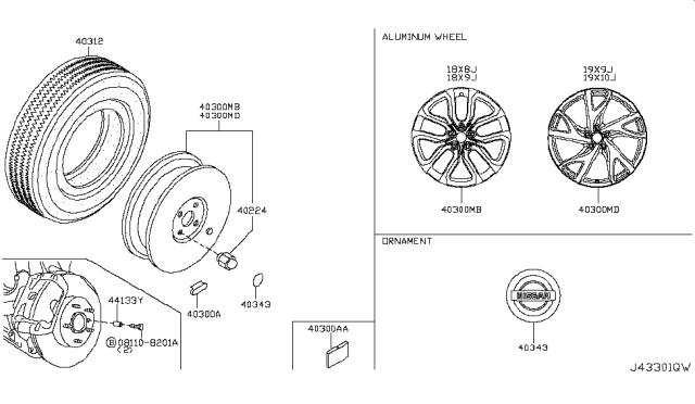 2018 Nissan 370Z Road Wheel & Tire Diagram 3
