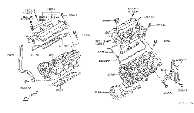 2014 Nissan 370Z Gasket-Cylinder Head Diagram for 11044-EY05A