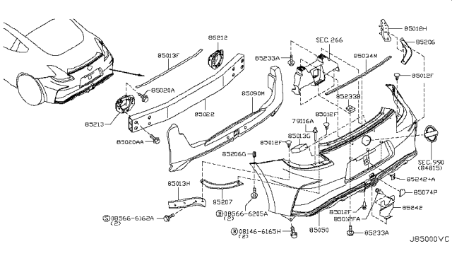 2014 Nissan 370Z Rear Bumper Diagram 1