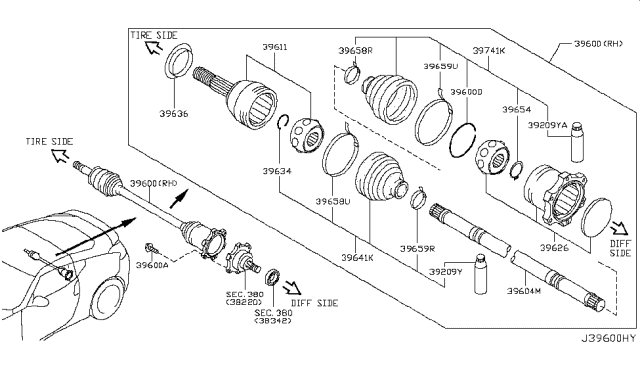 Band-Boot,Drive Shaft Diagram for 39242-ET81B