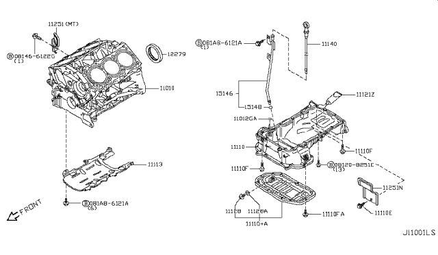 2015 Nissan 370Z Cylinder Block & Oil Pan Diagram 1