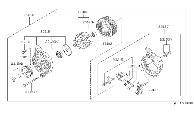 1995 Nissan Quest Rotor Assembly Diagram for 23108-0B000