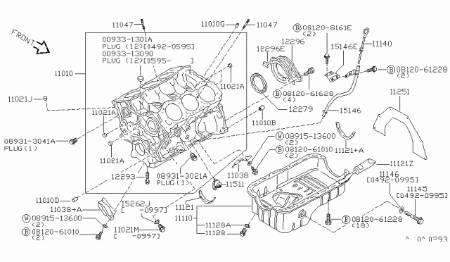 1994 Nissan Quest Cylinder Block & Oil Pan Diagram