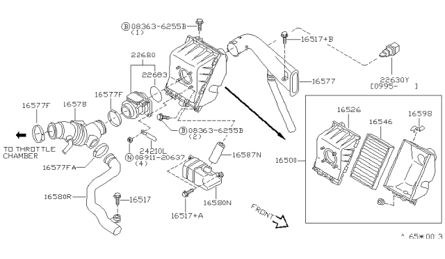1996 Nissan Quest RESONATOR Assembly Diagram for 16585-0B000