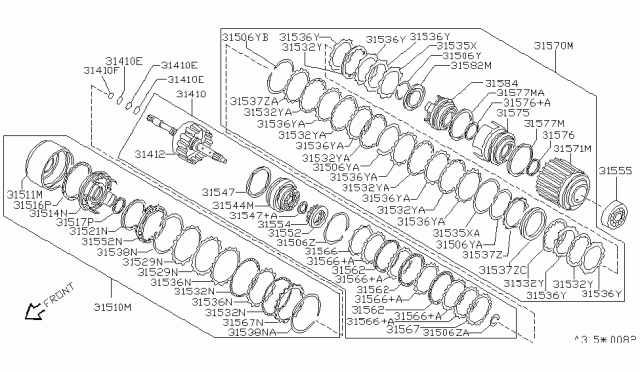 1997 Nissan Quest High Clutch & Input Shaft Assy Diagram for 31410-80X21
