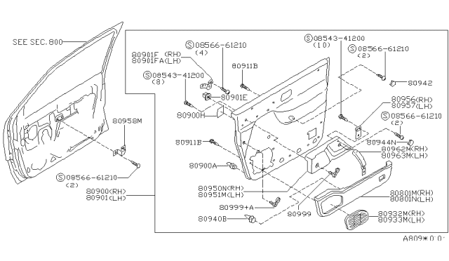 1996 Nissan Quest Grille-Speaker RH Diagram for 28176-0B000