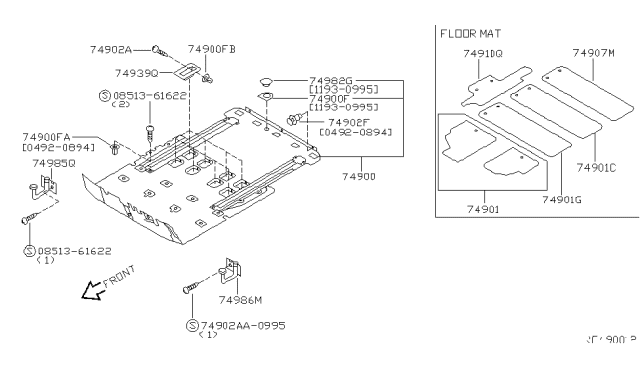 1994 Nissan Quest Mat Set-Floor Diagram for 74908-0B787