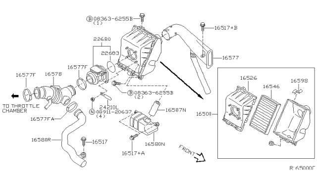 1994 Nissan Quest Duct-Air Diagram for 16578-0B000