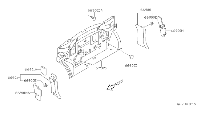 1993 Nissan Quest Finisher-Dash Side,LH Diagram for 66901-0B002