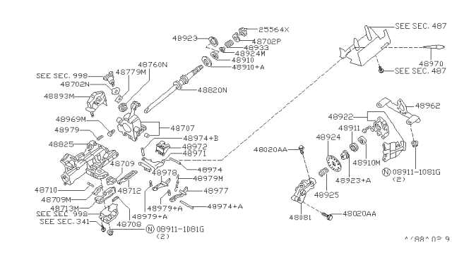 1996 Nissan Quest Pin-Steering Column Lock Lever Diagram for 48710-0B000