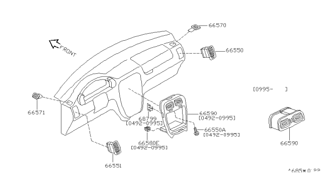 1995 Nissan Quest Ventilator Assy-Side,LH Diagram for 68761-1B000