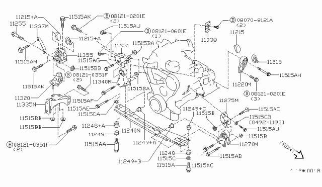 1997 Nissan Quest Engine & Transmission Mounting Diagram