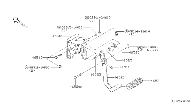 1997 Nissan Quest Brake & Clutch Pedal Diagram
