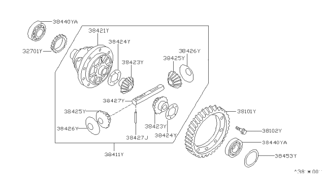 1998 Nissan Quest Gear-Final Drive Diagram for 38101-80X12