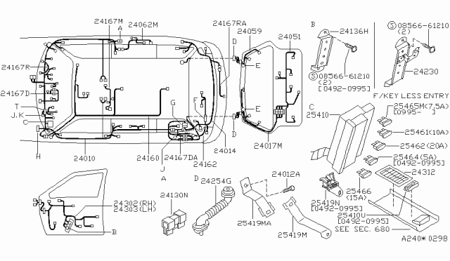 1996 Nissan Quest Harness-Body,NO2 Diagram for 24017-1B300