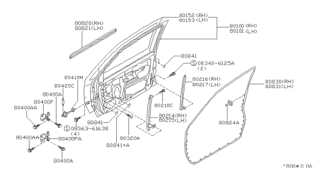 1994 Nissan Quest Panel-Front Door,Outer L Diagram for 80153-0B731