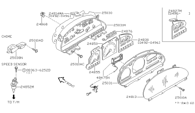 1997 Nissan Quest Odometer Assy Diagram for 24876-1B000