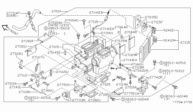 1996 Nissan Quest Duct Assembly-Vent Diagram for 27135-0B000