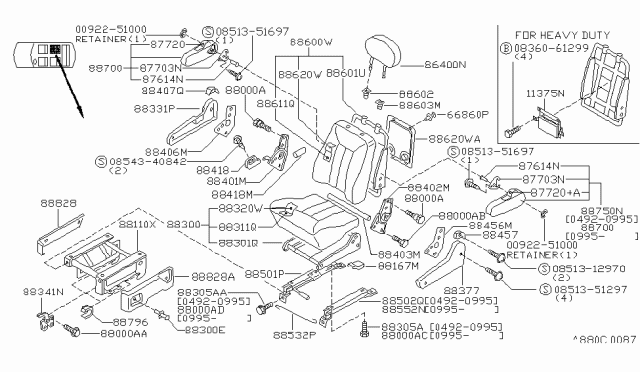 1996 Nissan Quest 2Nd Seat Armrest Assembly Outer Left Diagram for 88750-0B300