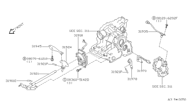 1995 Nissan Quest Shaft Assy-Manual Diagram for 31920-80X10