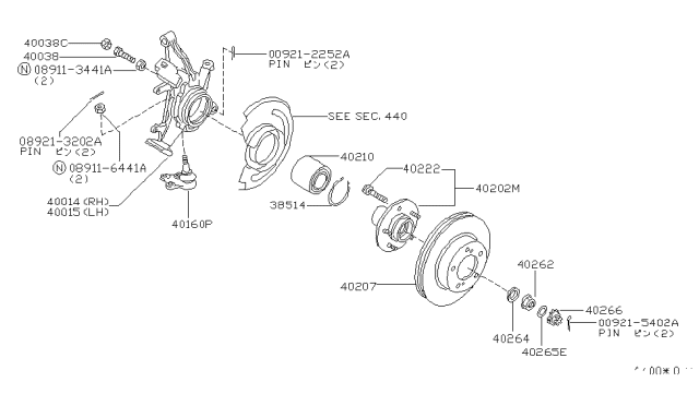 1993 Nissan Quest Washer-Front Wheel Bearing Diagram for 40037-0B000