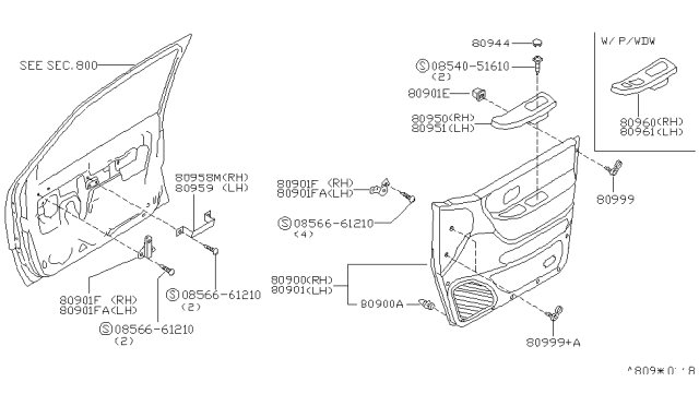 1997 Nissan Quest FINISHER Assembly Front Door RH Diagram for 80900-1B212