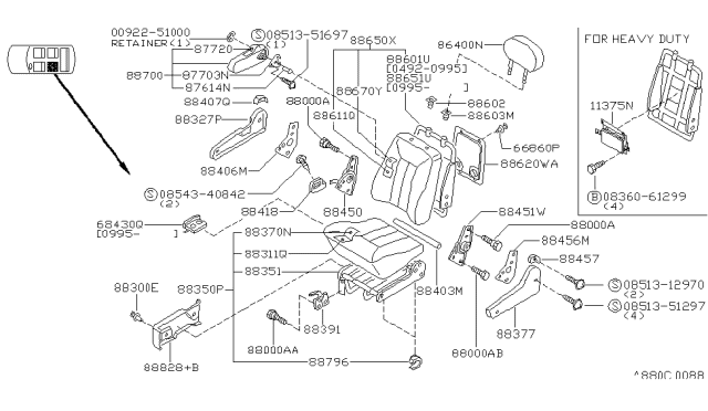 1995 Nissan Quest Trim Assembly-2ND Seat Back,L Diagram for 88670-1B173